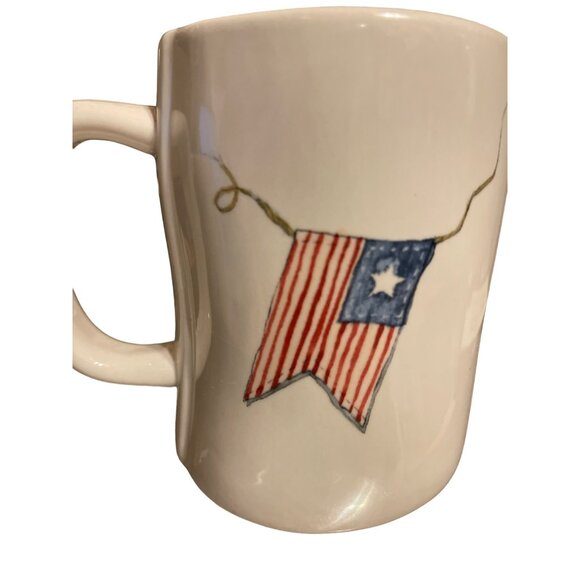 Rae Dunn Artisan Collection "The Brave" Patriotic Ceramic Coffee Mug 16 Oz Off-W - Picture 2 of 3